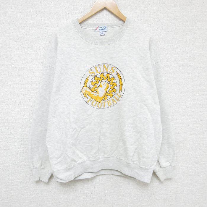 XL★古着 ジャージーズ 長袖 スウェット メンズ 90年代 90s SUNS FOOTBALL クルーネック USA製 薄グレー 霜降り 24oct29 中古 スエット トレーナー トップス