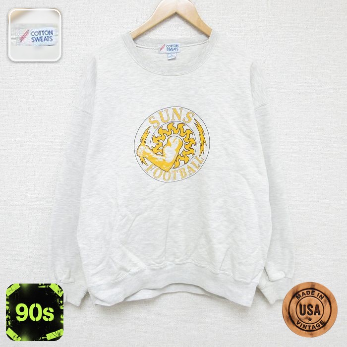 90s 長袖スウェット SUNS FOOTBALL グレー メンズXL相当 | 古着