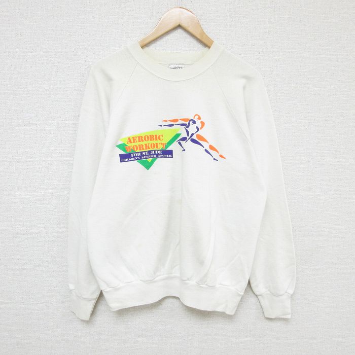 オニータ 00s ラグランスウェット エアロビック ホワイト L | 古着
