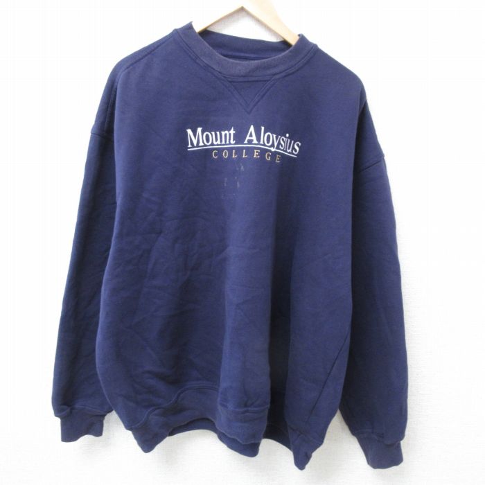ジャンスポーツ 00s 長袖スウェット カレッジ刺繍 ネイビー XL | 古着