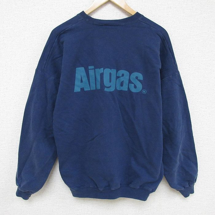 【50%OFF】XL★古着 ヘインズ Hanes 長袖 スウェット メンズ 00年代 00s Airgas 大きいサイズ クルーネック 紺 ネイビー 24nov11 中古 スエット トレーナー トップス