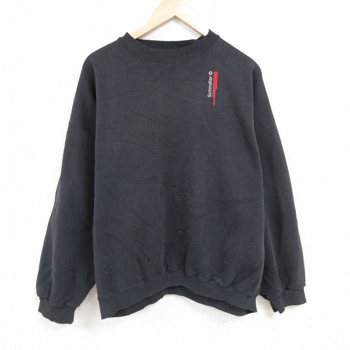 XL★古着 TULTEX 長袖 スウェット メンズ 90年代 90s シンドラー 大きいサイズ クルーネック 黒 ブラック 24nov01 中古 スエット トレーナー トップス