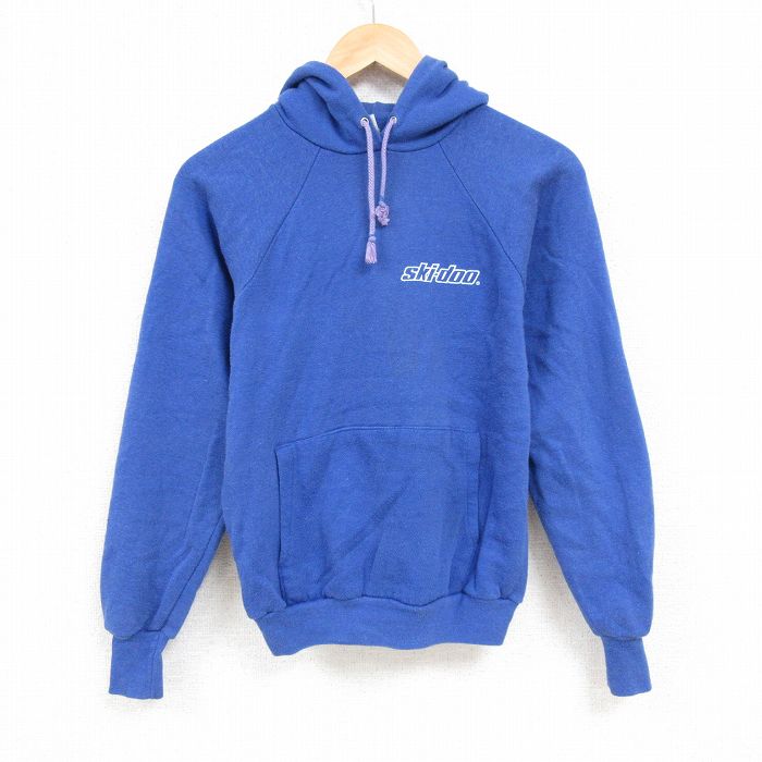 L★古着 ヘルスニット 長袖 スウェット パーカー メンズ 80年代 80s skidoo ラグラン USA製 青 ブルー 霜降り 24nov01 中古 スエット トレーナー トップス