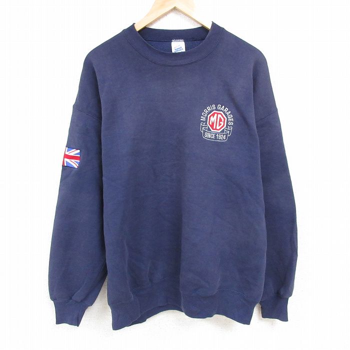 XL★古着 ジャージーズ 長袖 スウェット メンズ 90年代 90s モーリスガレージ 大きいサイズ クルーネック USA製 紺 ネイビー 24nov01 中古 スエット トレーナー トップス