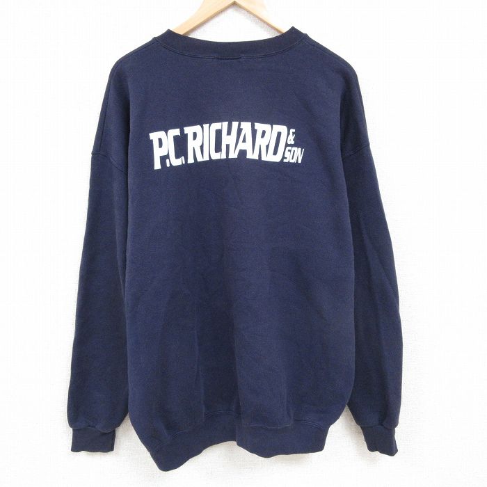 XL★古着 リー Lee 長袖 スウェット メンズ 00年代 00s PCリチャード 大きいサイズ クルーネック 紺 ネイビー 24nov01 中古 スエット トレーナー トップス
