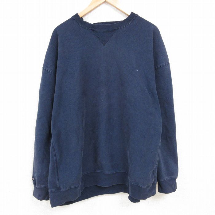 XL★古着 ジャンスポーツ 長袖 スウェット メンズ 00年代 00s 無地 大きいサイズ クルーネック 紺 ネイビー 24nov01 中古 スエット トレーナー トップス