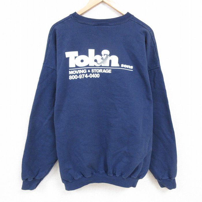XL★古着 ヘインズ Hanes 長袖 スウェット メンズ 00年代 00s Tobin&sons 大きいサイズ クルーネック 紺 ネイビー 24nov01 中古 スエット トレーナー トップス