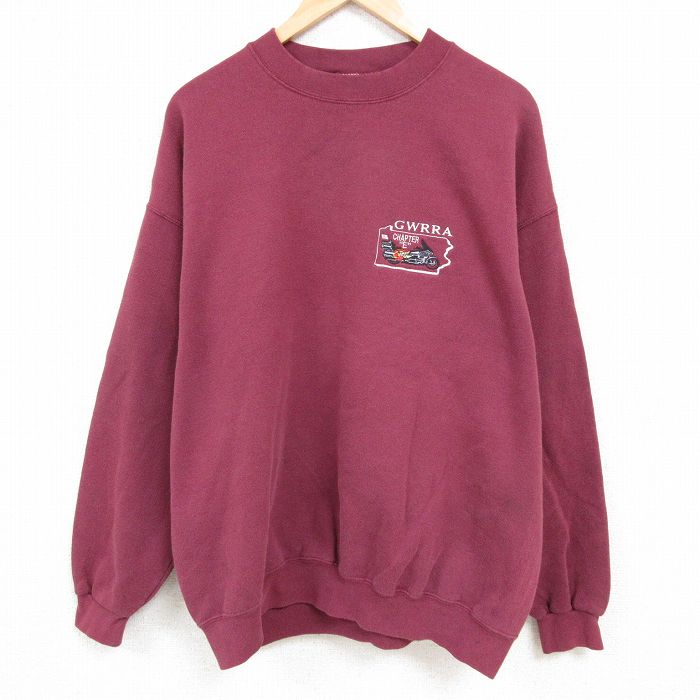 XL★古着 リー Lee 長袖 スウェット メンズ 00年代 00s GWRRA 大きいサイズ クルーネック エンジ 24nov01 中古 スエット トレーナー トップス