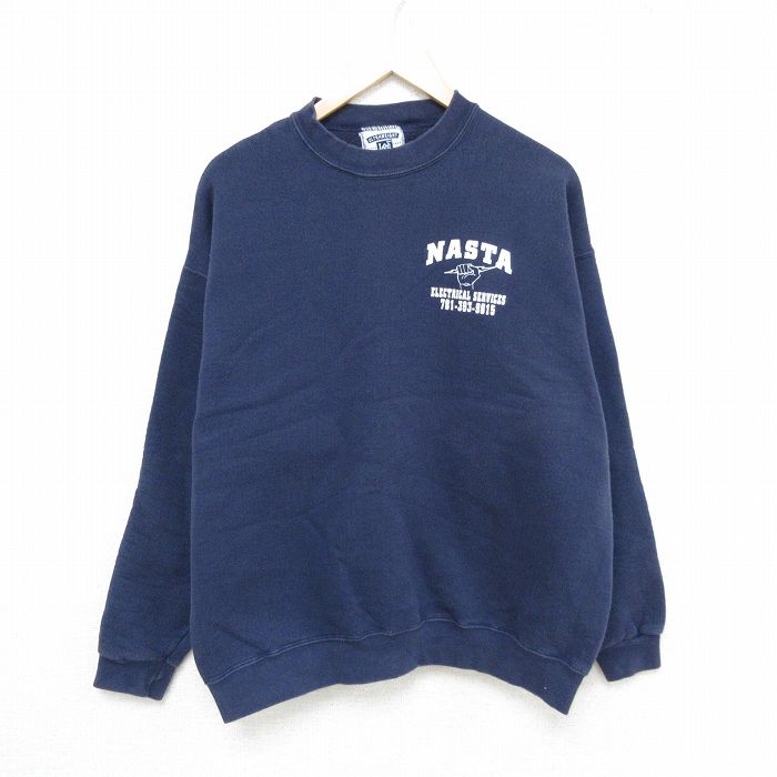 XL★古着 リー Lee 長袖 スウェット メンズ 00年代 00s NASTA クルーネック 紺 ネイビー 24nov02 中古 スエット トレーナー トップス
