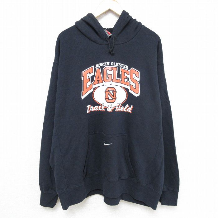 XL★古着 ナイキ NIKE 長袖 スウェット パーカー メンズ 00年代 00s イーグルス 大きいサイズ 黒 ブラック 【spe】 24nov02 中古 スエット トレーナー トップス