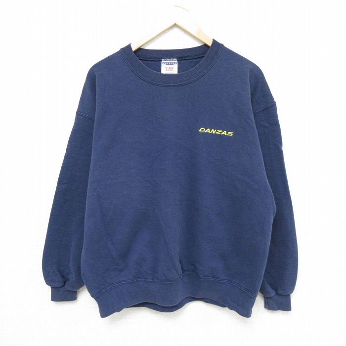 L★古着 ジャージーズ 長袖 スウェット メンズ 90年代 90s DANZAS クルーネック USA製 紺 ネイビー 24nov02 中古 スエット トレーナー トップス