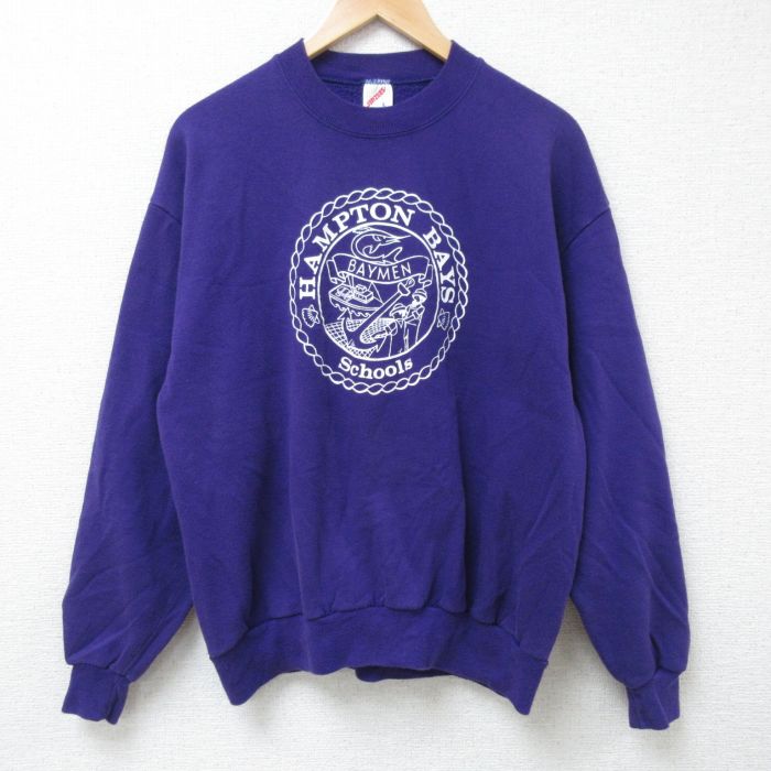 L★古着 ジャージーズ 長袖 スウェット メンズ 90年代 90s ハンプトン クルーネック USA製 紫 パープル 24nov02 中古 スエット トレーナー トップス