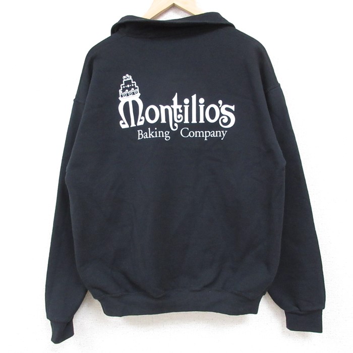 L★古着 ジャージーズ 長袖 ハーフジップ スウェット メンズ Montilios 黒 ブラック 24nov05 中古 スエット トレーナー トップス