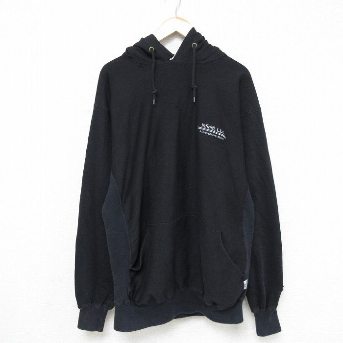 XL★古着 ケルスポーツ 長袖 スウェット パーカー メンズ 90年代 90s Company 大きいサイズ ロング丈 USA製 黒 ブラック 【spe】 24nov05 中古 スエット トレーナー トップス