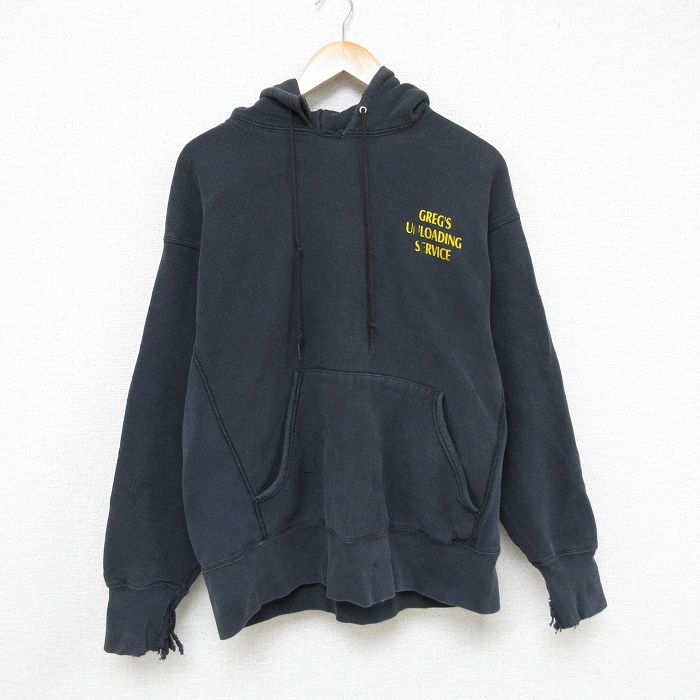 XL★古着 リー Lee 長袖 スウェット パーカー メンズ 00年代 00s SERVICE ボロ 黒 ブラック 24nov05 中古 スエット トレーナー トップス