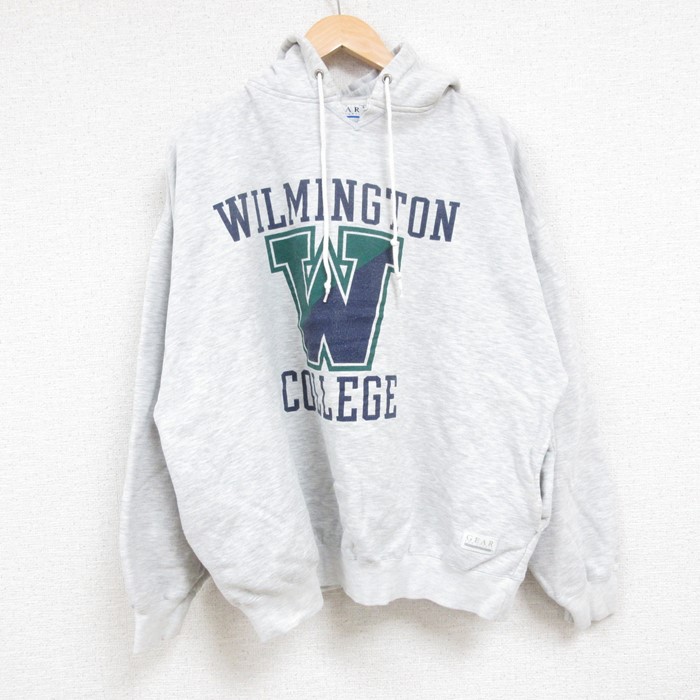 XL★古着 長袖 スウェット パーカー メンズ 00年代 00s WILMINGTON カレッジ 薄グレー 霜降り 24nov06 中古 スエット トレーナー トップス