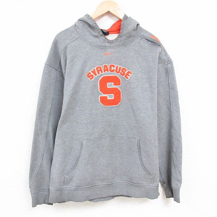 XL★古着 ナイキ NIKE 長袖 スウェット パーカー メンズ 00年代 00s シラキュース 大きいサイズ グレー 霜降り 24nov06 中古 スエット トレーナー トップス
