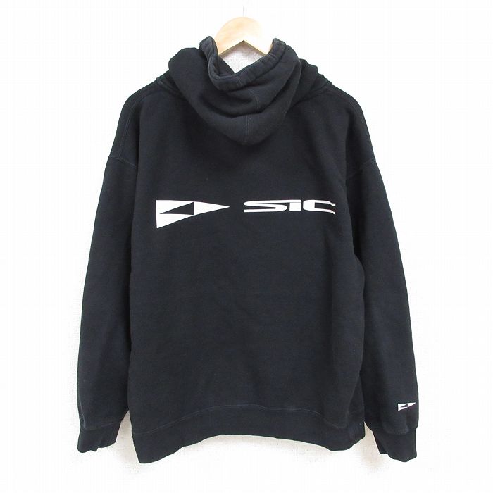 XL★古着 長袖 フルジップ スウェット パーカー メンズ SIC 大きいサイズ 黒 ブラック 24nov06 中古 スエット トレーナー トップス