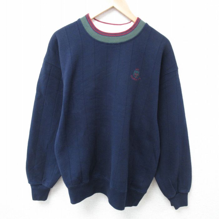 L★古着 長袖 スウェット メンズ 90年代 90s コロニアル クルーネック USA製 紺 ネイビー 24nov08 中古 スエット トレーナー トップス
