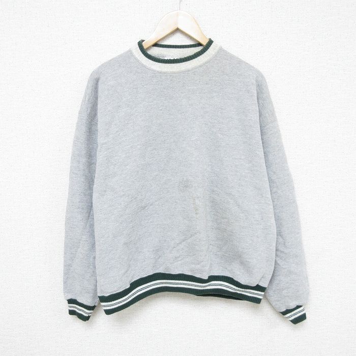 XL★古着 TULTEX 長袖 スウェット メンズ 90年代 90s 無地 クルーネック USA製 グレー 霜降り 24nov07 中古 スエット トレーナー トップス