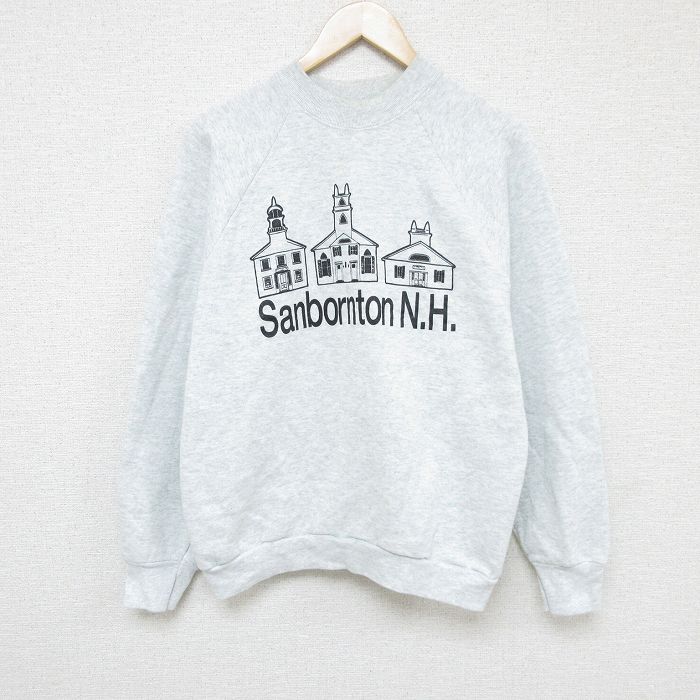 L★古着 フルーツオブザルーム 長袖 スウェット メンズ 90年代 90s サンボーントン ラグラン クルーネック USA製 グレー 霜降り 24nov07 中古 スエット トレーナー トップス