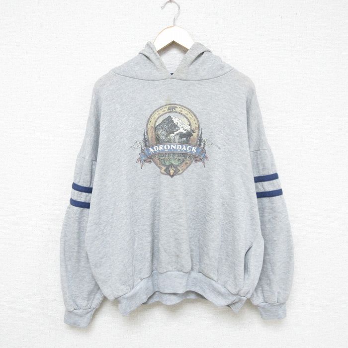 90s 長袖パーカー 山シカ グレー霜降り XL | 古着