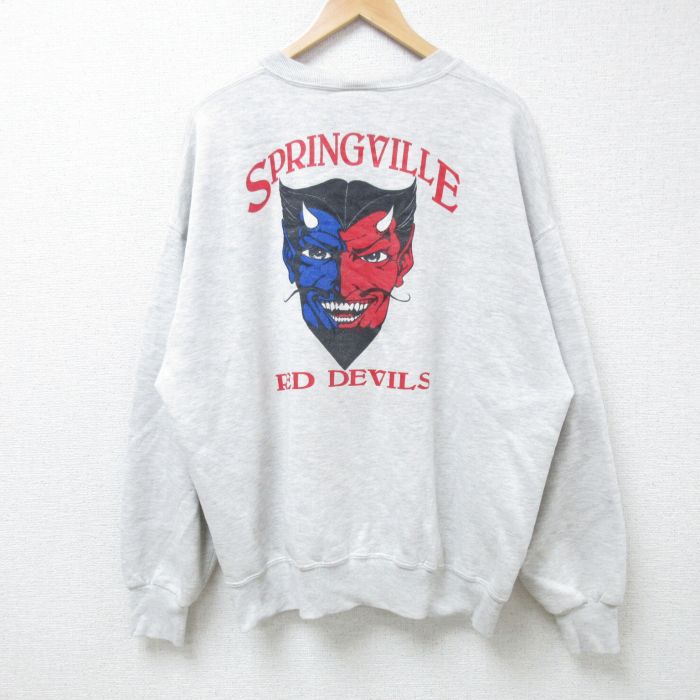 XL★古着 ジャージーズ 長袖 スウェット メンズ 90年代 90s SPRINGVILLE 大きいサイズ クルーネック USA製 薄グレー 霜降り 【spe】 24nov07 中古 スエット トレーナー トップス