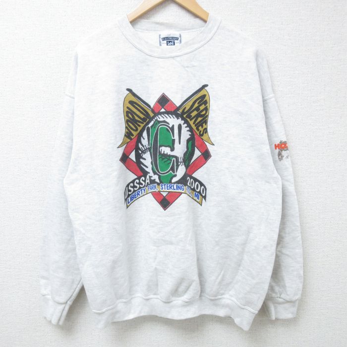 XL★古着 リー Lee 長袖 スウェット メンズ 00年代 00s USSSA 2000 クルーネック 薄グレー 霜降り 24nov07 中古 スエット トレーナー トップス