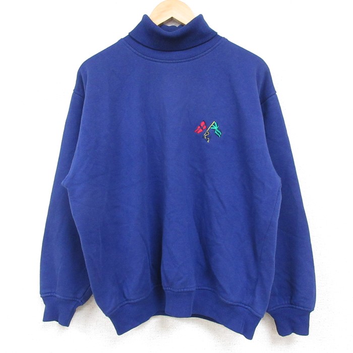 【50%OFF】L★古着 ギャップ GAP 長袖 スウェット メンズ 90年代 90s イカリ タートルネック ハイネック 青 ブルー 24nov08 中古 スエット トレーナー トップス