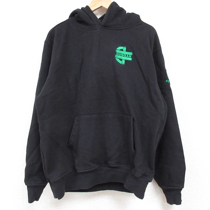 L★古着 長袖 スウェット パーカー メンズ 00年代 00s DUGGAN コットン USA製 黒 ブラック 24nov08 中古 スエット トレーナー トップス