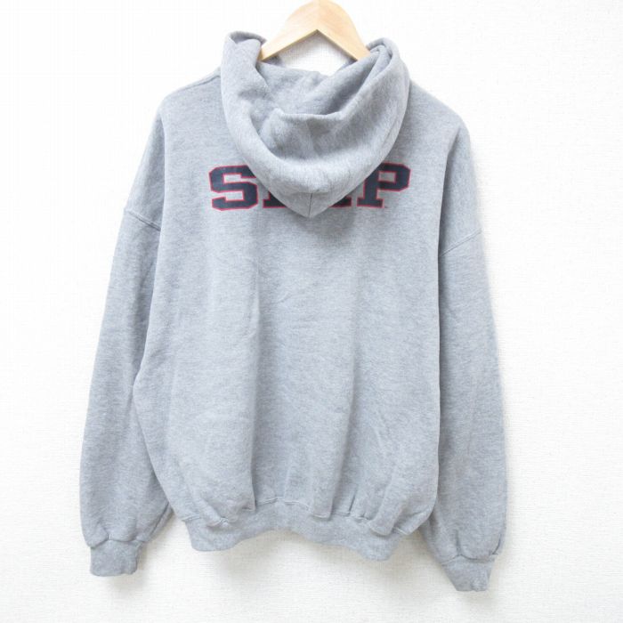 XL★古着 ラッセル 長袖 フルジップ スウェット パーカー メンズ 00年代 00s 船 大きいサイズ グレー 霜降り 24nov09 中古 スエット トレーナー トップス