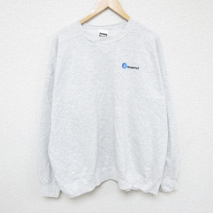 XL★古着 TULTEX 長袖 スウェット メンズ 90年代 90s Shawmut 大きいサイズ クルーネック USA製 薄グレー 霜降り 24nov09 中古 スエット トレーナー トップス