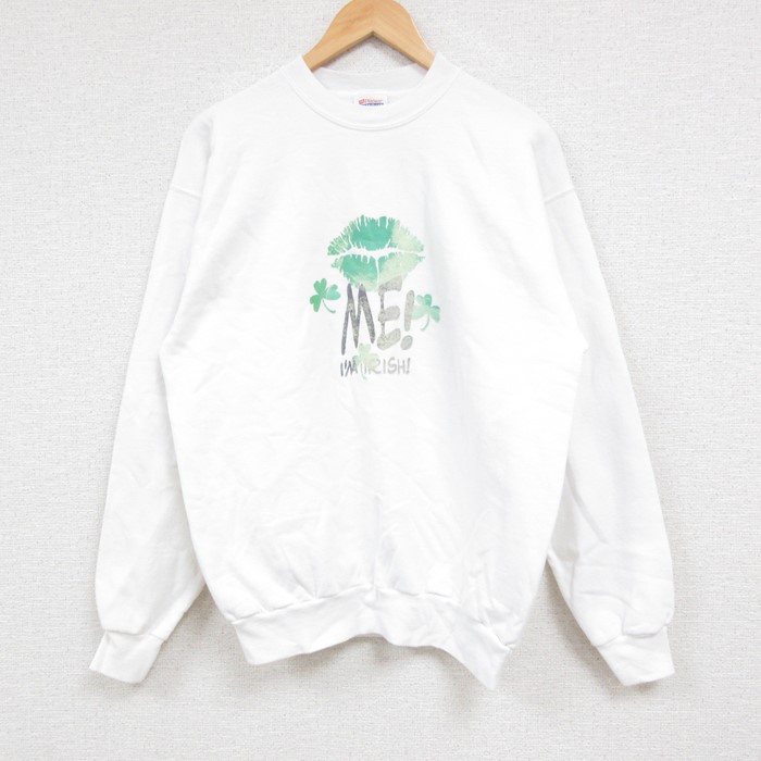 【50%OFF】M★古着 ヘインズ Hanes 長袖 スウェット メンズ 90年代 90s IRISH クルーネック 白 ホワイト 24nov09 中古 スエット トレーナー トップス