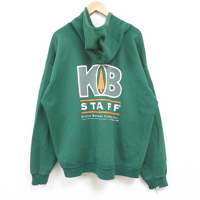 XL★古着 チャンピオン Champion 長袖 フルジップ スウェット パーカー メンズ 00年代 00s KB スタッフ限定 大きいサイズ 緑 グリーン 24nov09 中古 スエット トレーナー トップス