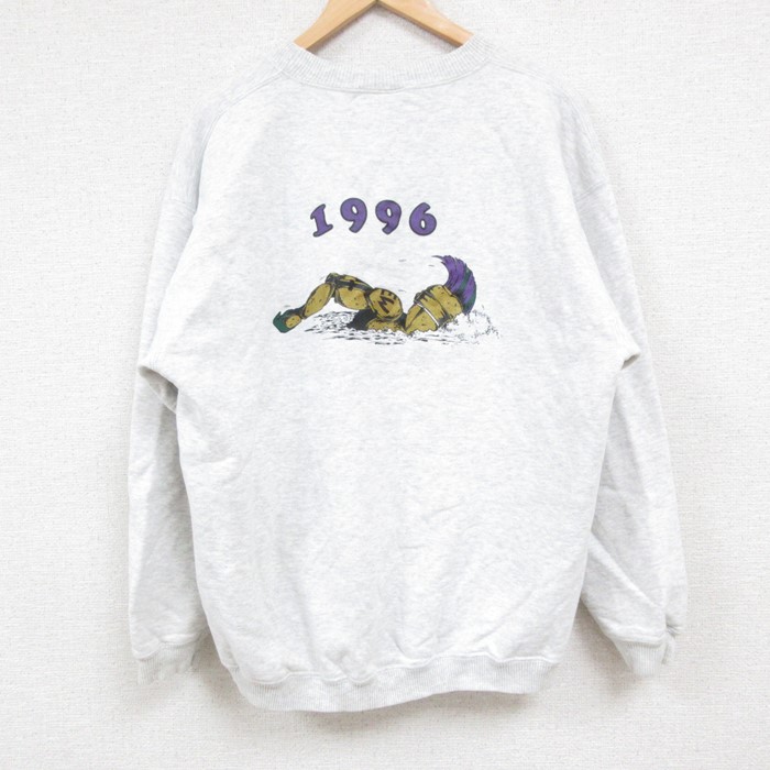 L★古着 長袖 スウェット メンズ 90年代 90s WARRIORS クルーネック カナダ製 薄グレー 霜降り 24nov09 中古 スエット トレーナー トップス