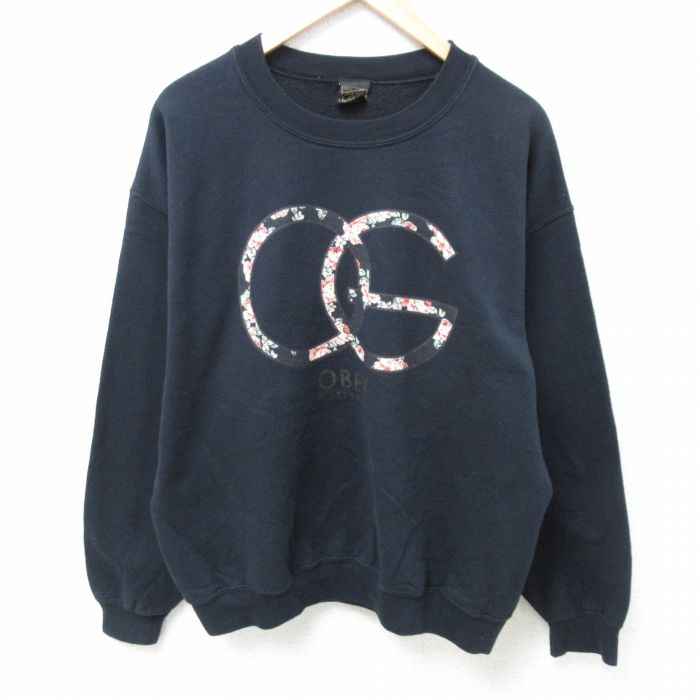 L★古着 オベイ OBEY 長袖 スウェット メンズ ビッグロゴ クルーネック 黒 ブラック 【spe】 24nov19 中古 スエット トレーナー トップス