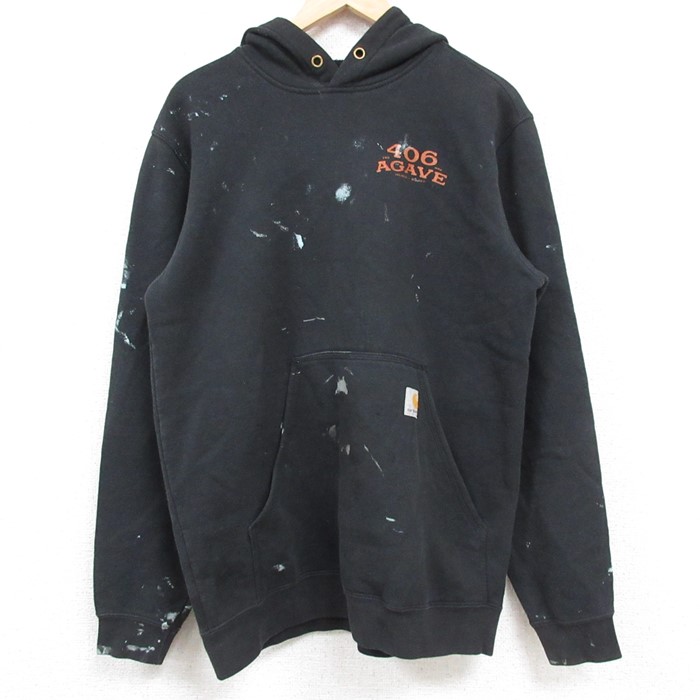 M★古着 カーハート Carhartt 長袖 スウェット パーカー メンズ 406 AGAVE 黒 ブラック 24nov11 中古 スエット トレーナー トップス