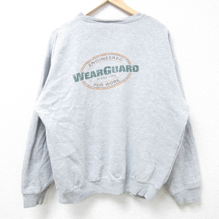 L★古着 Wear Guard 長袖 スウェット メンズ 00年代 00s ビッグロゴ クルーネック グレー 霜降り 【spe】 24nov12 中古 スエット トレーナー トップス