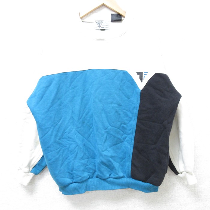 L★古着 HEAD 長袖 スウェット メンズ 90年代 90s マルチカラー クルーネック 白他 ホワイト 24nov12 中古 スエット トレーナー トップス