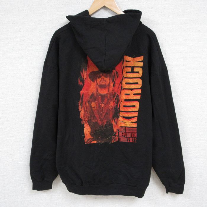 XL★古着 TULTEX 長袖 ロック バンド フルジップ スウェット パーカー メンズ キッドロック 大きいサイズ 黒 ブラック 24nov12 中古 スエット トレーナー トップス