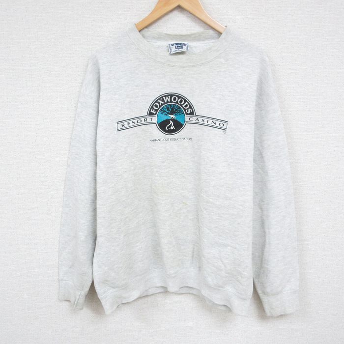 【50%OFF】XL★古着 リー Lee 長袖 スウェット メンズ 90年代 90s FOXWOODS クルーネック USA製 薄グレー 霜降り 24nov12 中古 スエット トレーナー トップス