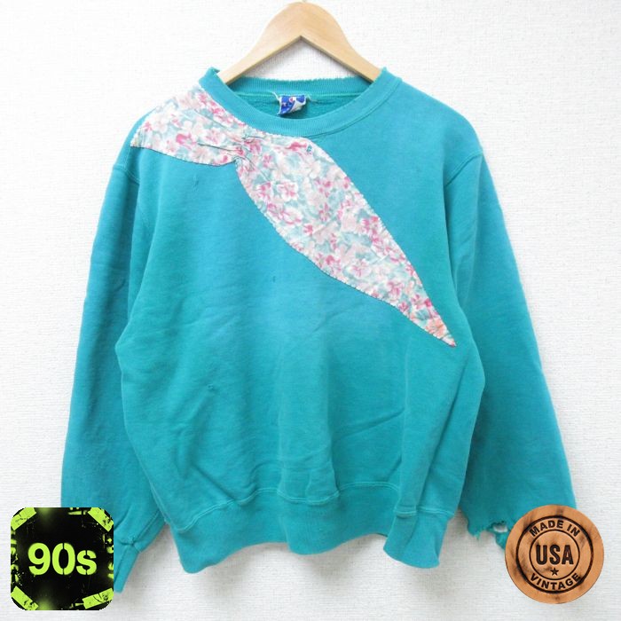 チャンピオン 90s 長袖スウェット 花 グリーン L | 古着