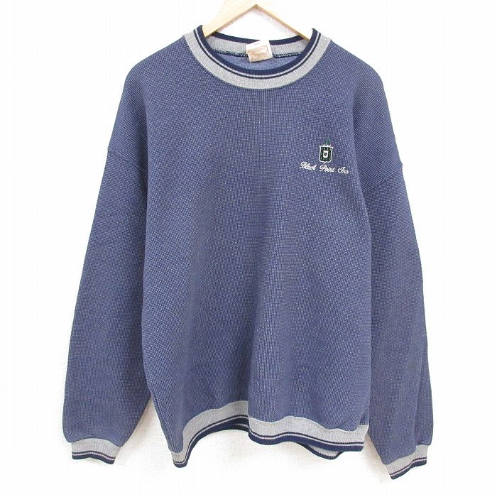 【50%OFF】XL★古着 ジャージーズ 長袖 スウェット メンズ 00年代 00s 鹿の子 大きいサイズ クルーネック 紺 ネイビー 24nov13 中古 スエット トレーナー トップス