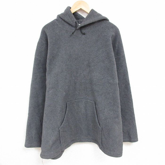 XL★古着 長袖 フリース トップス パーカー メンズ 90年代 90s 無地 大きいサイズ アクリル USA製 濃グレー 霜降り 24nov13 中古 スエット トレーナー
