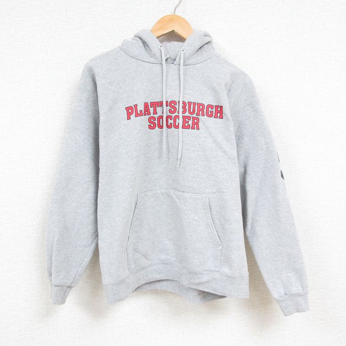 L★古着 ヘインズ Hanes 長袖 スウェット パーカー メンズ 00年代 00s プラッツバーグ サッカー グレー 霜降り 24nov14 中古 スエット トレーナー トップス