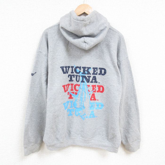 XL★古着 長袖 スウェット パーカー メンズ ウィキッドツナ 大きいサイズ グレー 霜降り 24nov14 中古 スエット トレーナー トップス