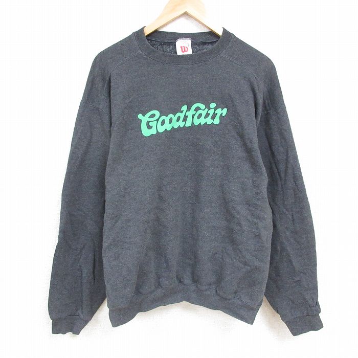 【50%OFF】XL★古着 ウィルソン 長袖 スウェット メンズ 00年代 00s Goodfair 大きいサイズ クルーネック 濃グレー 霜降り 24nov14 中古 スエット トレーナー トップス