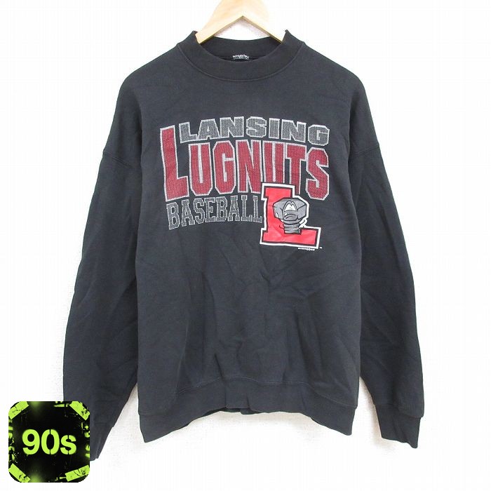 ランシングラグナッツ 90s 長袖スウェット ベースボール ブラック XL | 古着