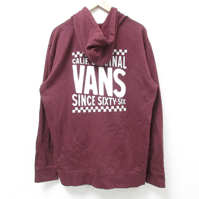 L★古着 バンズ VANS 長袖 スウェット パーカー メンズ ビッグロゴ エンジ 24nov15 中古 スエット トレーナー トップス