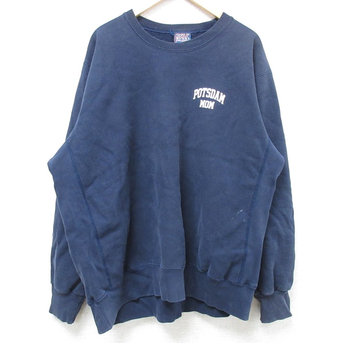 XL★古着 MVスポーツ 長袖 スウェット メンズ 00年代 00s POTSDAM MOM 大きいサイズ クルーネック 紺 ネイビー 24nov15 中古 スエット トレーナー トップス